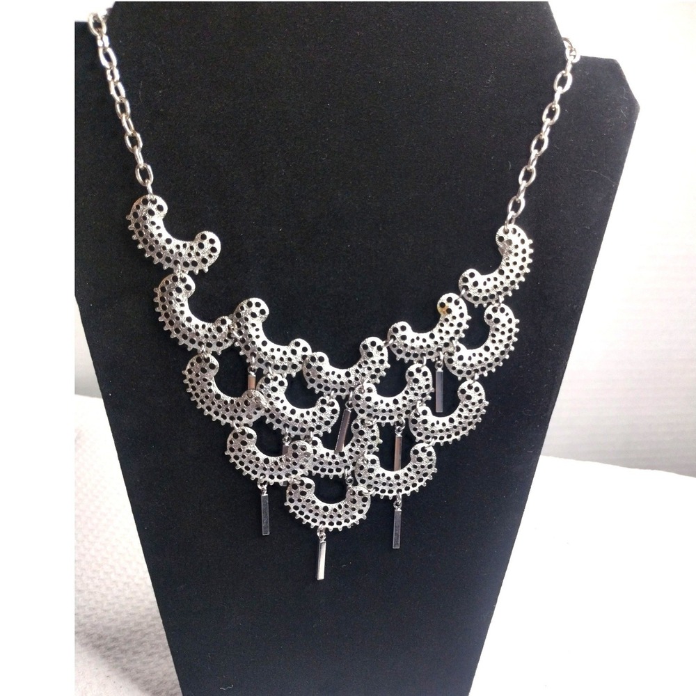 Vintage Sarah Coventry Gear Industrial Bib Statement Necklace Cyberpunk Bold